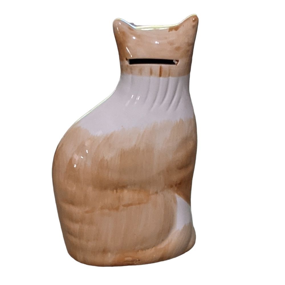 Cat glazed ceramic tabby thank figurine Taiwan - Picture 3 of 14